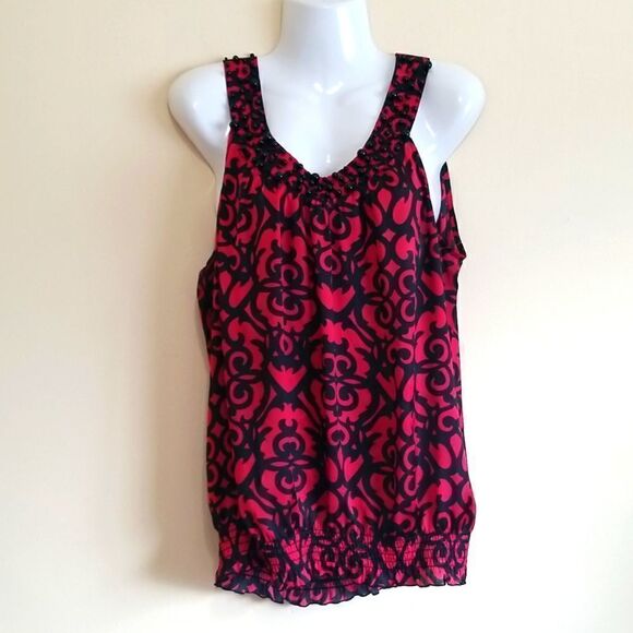 Larry Levine Red & Black Top Sz XL - Picture 2 of 8